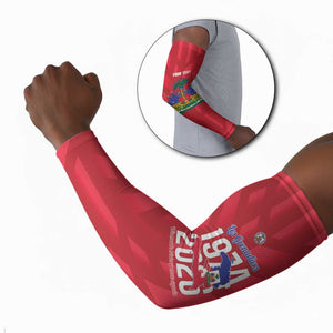 Personalized Haiti Football Arm Sleeves Les Grenadiers Made History Once Again Red Color