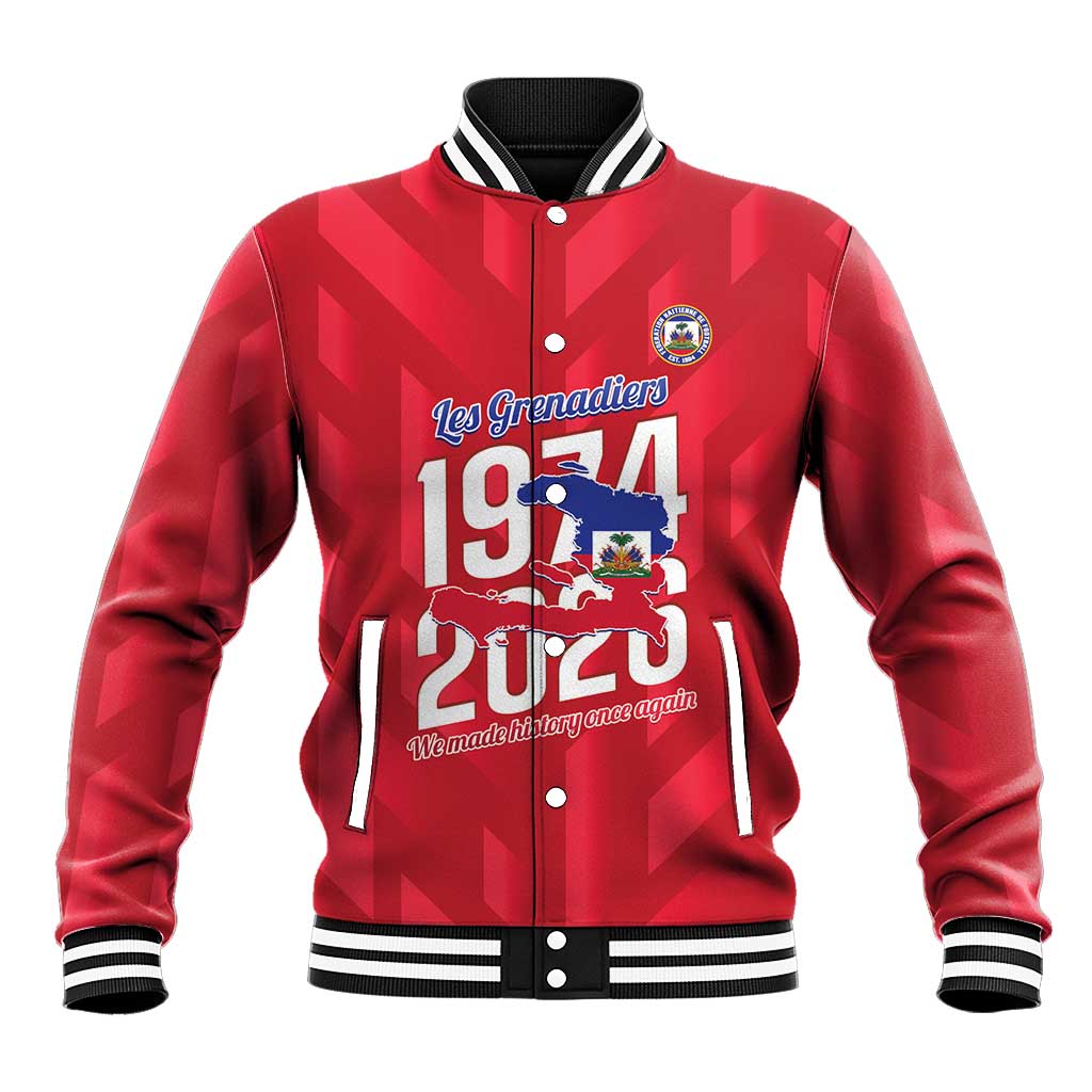 Personalized Afro Haiti Football Baseball Jacket Les Grenadiers Made History Once Again Red Color - African Pride