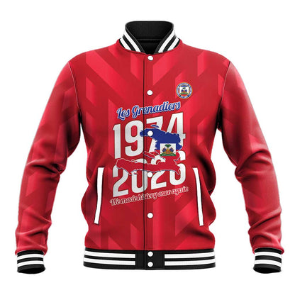 Personalized Afro Haiti Football Baseball Jacket Les Grenadiers Made History Once Again Red Color - African Pride