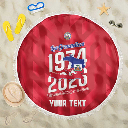 Personalized Afro Haiti Football Beach Blanket Les Grenadiers Made History Once Again Red Color - African Pride