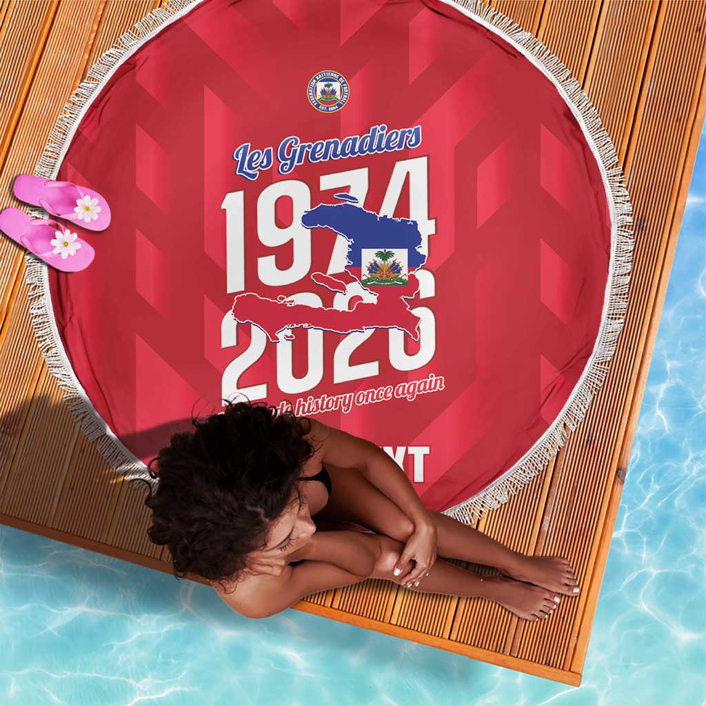 Personalized Afro Haiti Football Beach Blanket Les Grenadiers Made History Once Again Red Color - African Pride