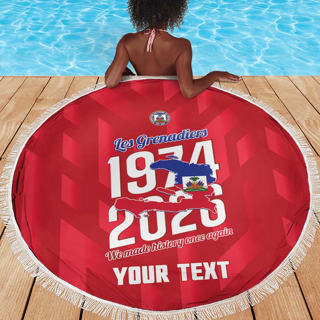 Personalized Afro Haiti Football Beach Blanket Les Grenadiers Made History Once Again Red Color - African Pride