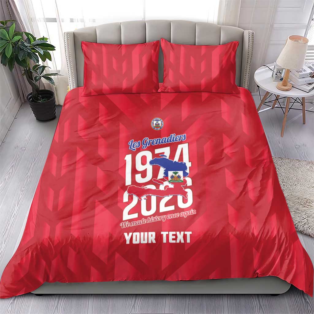 Personalized Afro Haiti Football Bedding Set Les Grenadiers Made History Once Again Red Color - African Pride