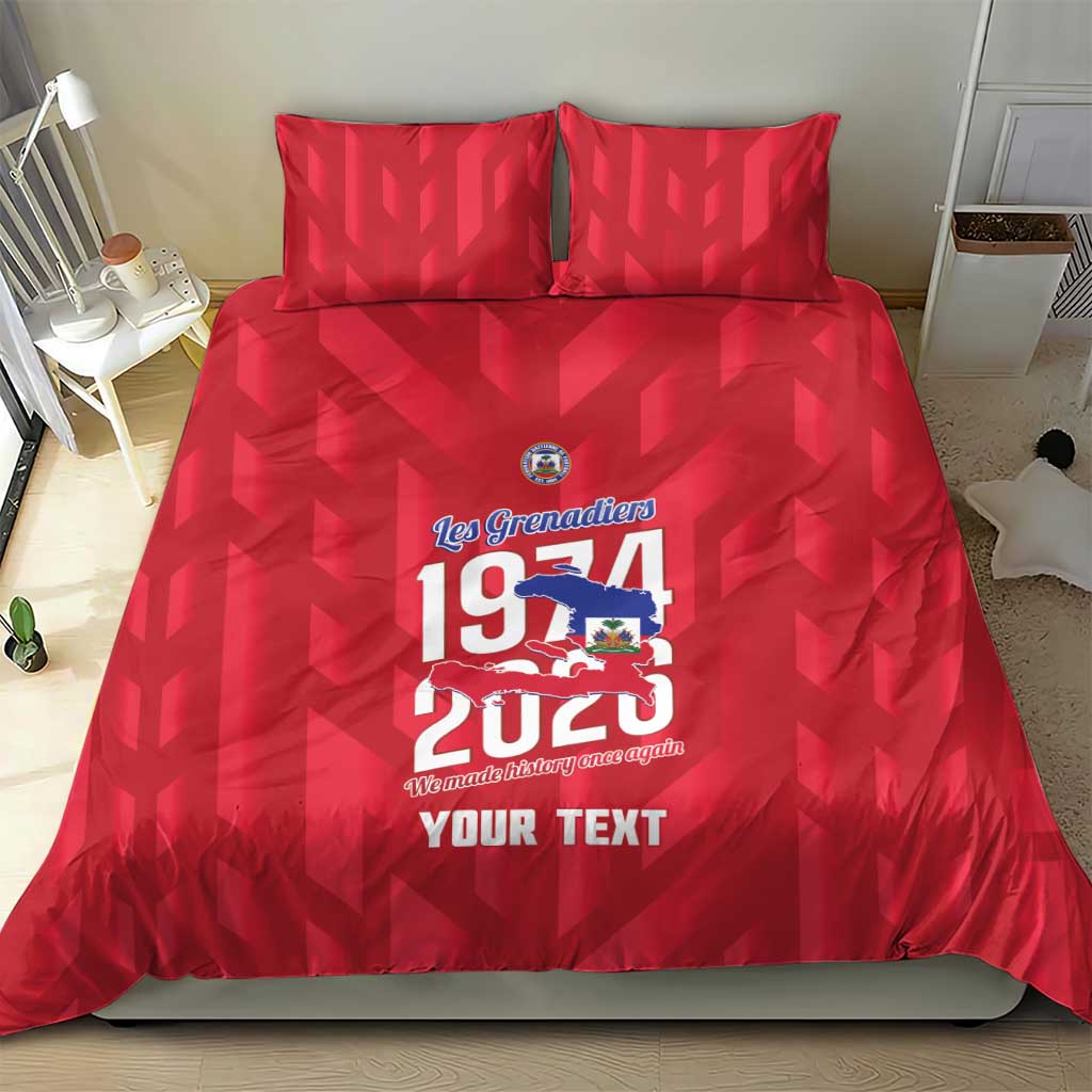 Personalized Afro Haiti Football Bedding Set Les Grenadiers Made History Once Again Red Color - African Pride