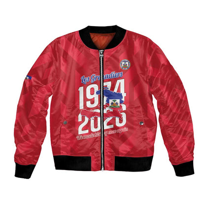 Personalized Afro Haiti Football Bomber Jacket Les Grenadiers Made History Once Again Red Color - African Pride