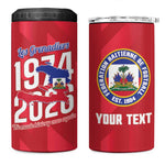 Personalized Afro Haiti Football 4 in 1 Can Cooler Tumbler Les Grenadiers Made History Once Again Red Color - African Pride