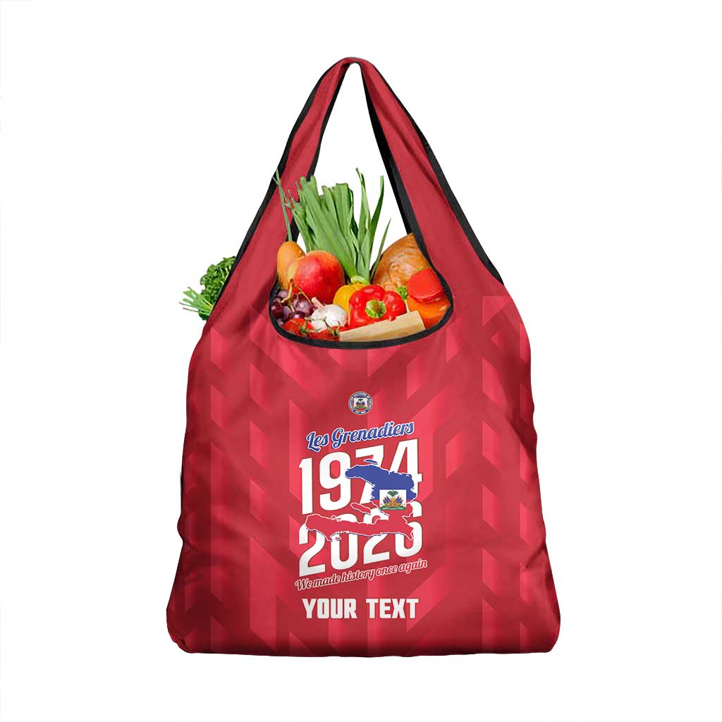 Personalized Afro Haiti Football Grocery Bag Les Grenadiers Made History Once Again Red Color - African Pride