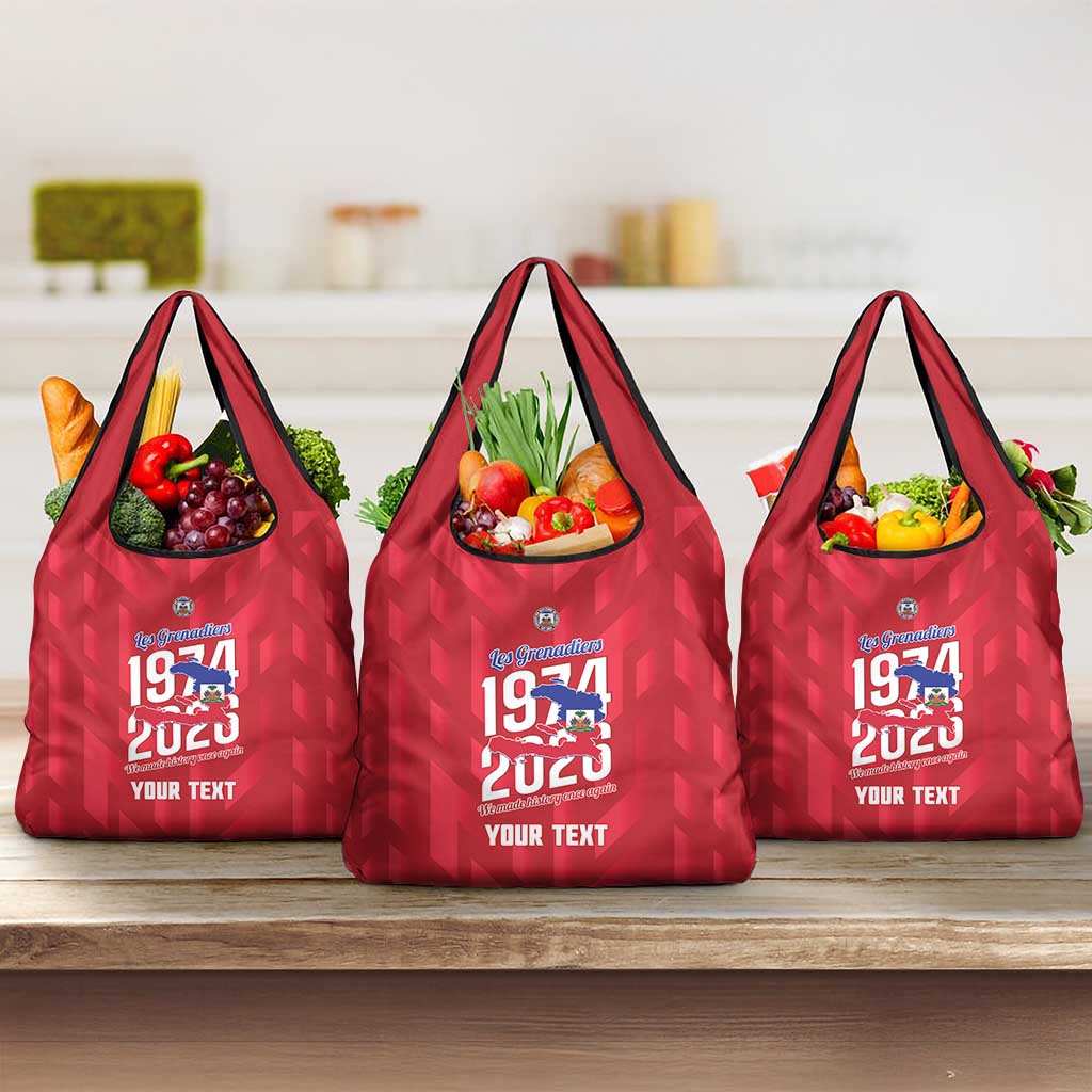 Personalized Afro Haiti Football Grocery Bag Les Grenadiers Made History Once Again Red Color - African Pride
