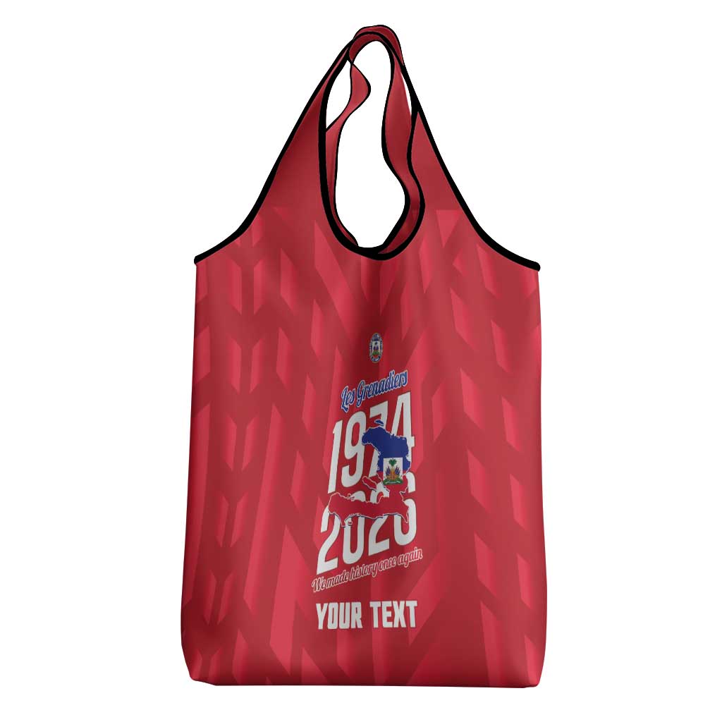 Personalized Afro Haiti Football Grocery Bag Les Grenadiers Made History Once Again Red Color - African Pride