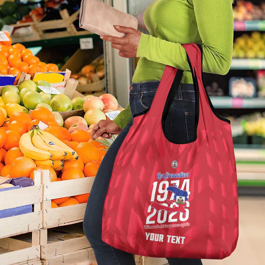 Personalized Afro Haiti Football Grocery Bag Les Grenadiers Made History Once Again Red Color - African Pride