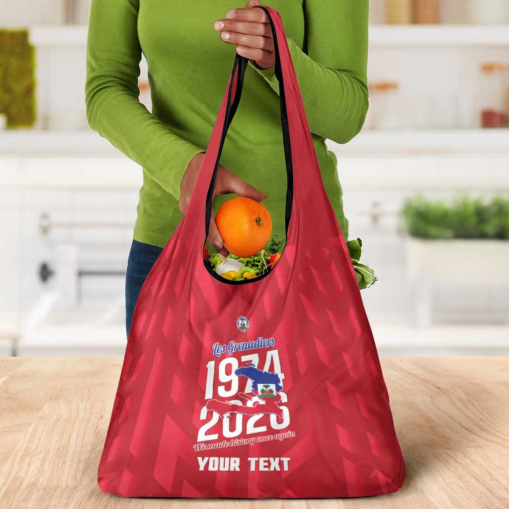 Personalized Afro Haiti Football Grocery Bag Les Grenadiers Made History Once Again Red Color - African Pride
