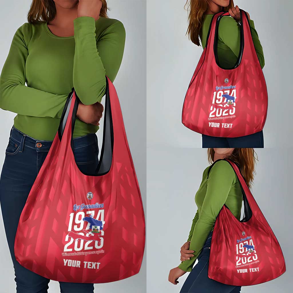 Personalized Afro Haiti Football Grocery Bag Les Grenadiers Made History Once Again Red Color - African Pride