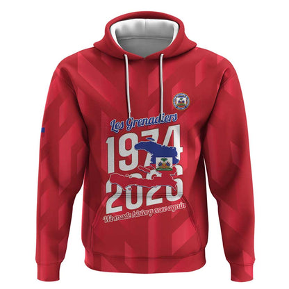 Personalized Afro Haiti Football Hoodie Les Grenadiers Made History Once Again Red Color - African Pride