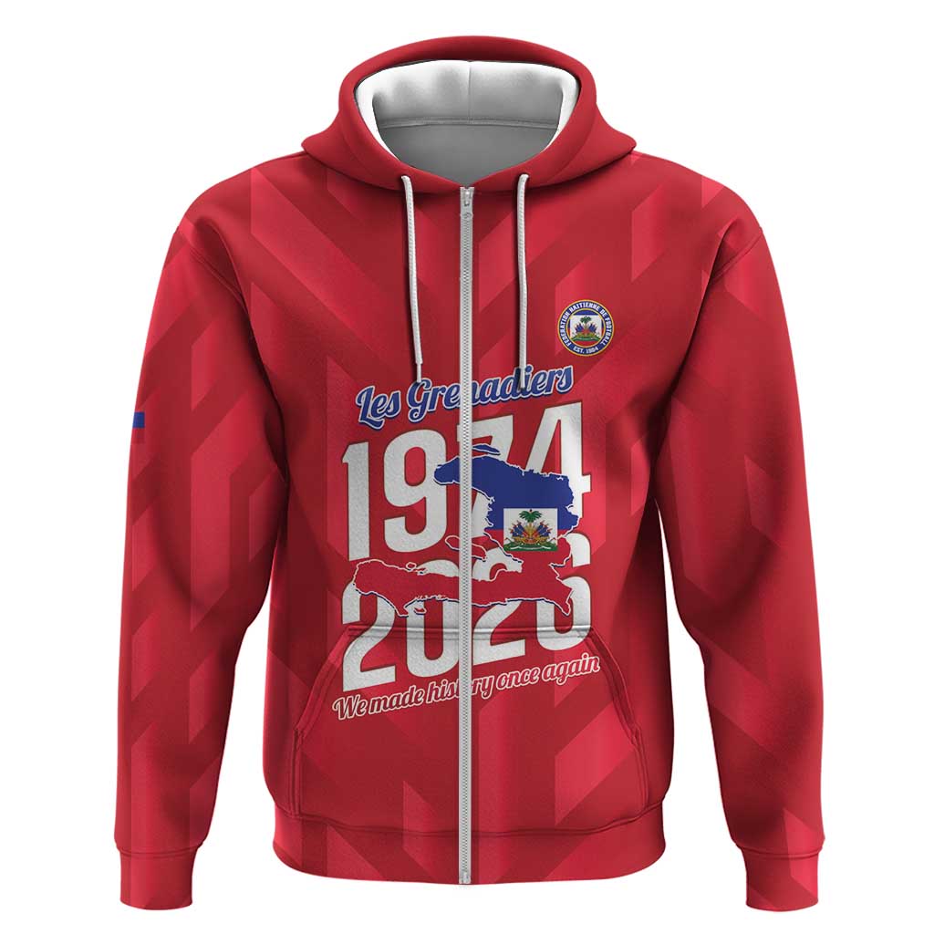 Personalized Afro Haiti Football Hoodie Les Grenadiers Made History Once Again Red Color - African Pride
