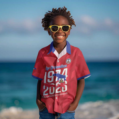 Personalized Afro Haiti Football Kid Hawaiian Shirt Les Grenadiers Made History Once Again Red Color LT14