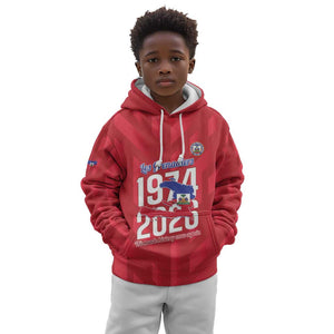 Personalized Afro Haiti Football Kid Hoodie Les Grenadiers Made History Once Again Red Color - African Pride