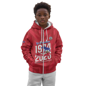 Personalized Afro Haiti Football Kid Hoodie Les Grenadiers Made History Once Again Red Color - African Pride