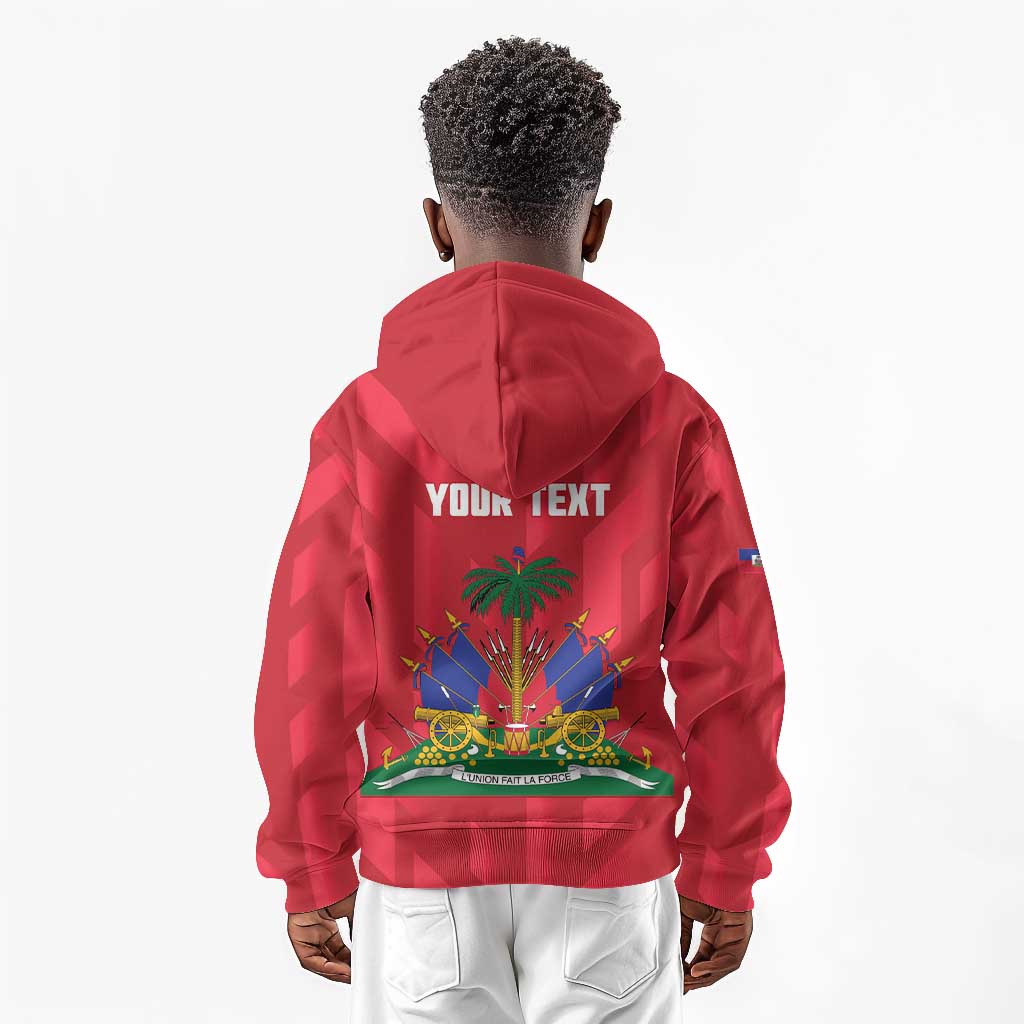 Personalized Afro Haiti Football Kid Hoodie Les Grenadiers Made History Once Again Red Color - African Pride