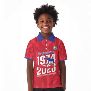 Personalized Afro Haiti Football Kid Polo Shirt Les Grenadiers Made History Once Again Red Color - African Pride