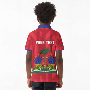 Personalized Afro Haiti Football Kid Polo Shirt Les Grenadiers Made History Once Again Red Color - African Pride