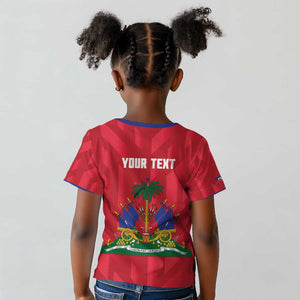 Personalized Afro Haiti Football Kid T shirt Les Grenadiers Made History Once Again Red Color - African Pride