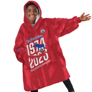 Personalized Afro Haiti Football Kid Wearable Blanket Hoodie Les Grenadiers Made History Once Again Red Color - African Pride