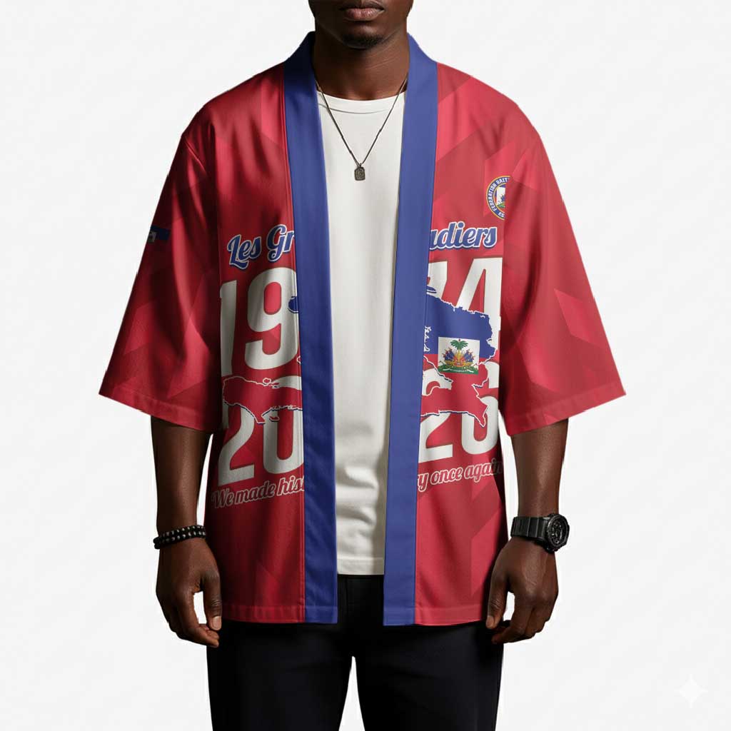 Personalized Haiti Football Kimono Les Grenadiers Made History Once Again Red Color