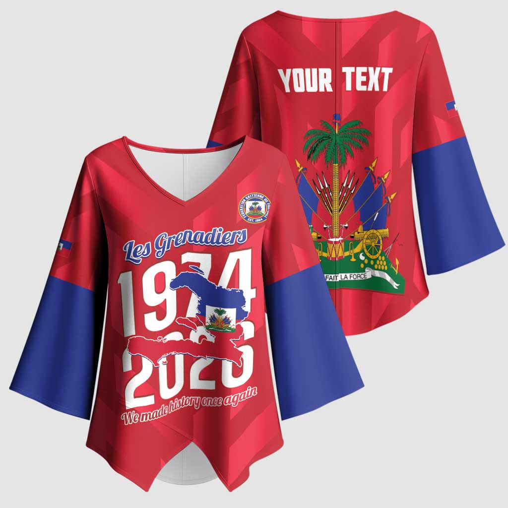 Personalized Haiti Football Kimono Sleeve Blouse Les Grenadiers Made History Once Again Red Color