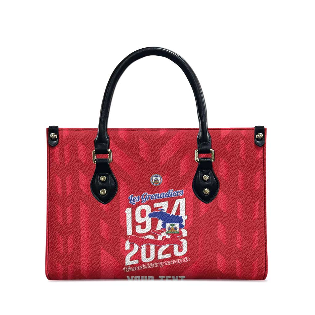 Personalized Haiti Football Leather Bag Les Grenadiers Made History Once Again Red Color