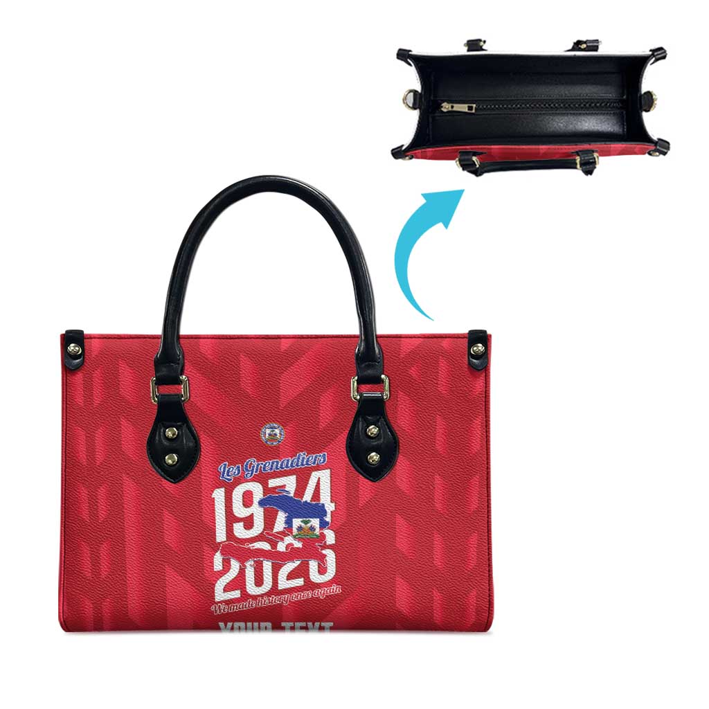 Personalized Haiti Football Leather Bag Les Grenadiers Made History Once Again Red Color
