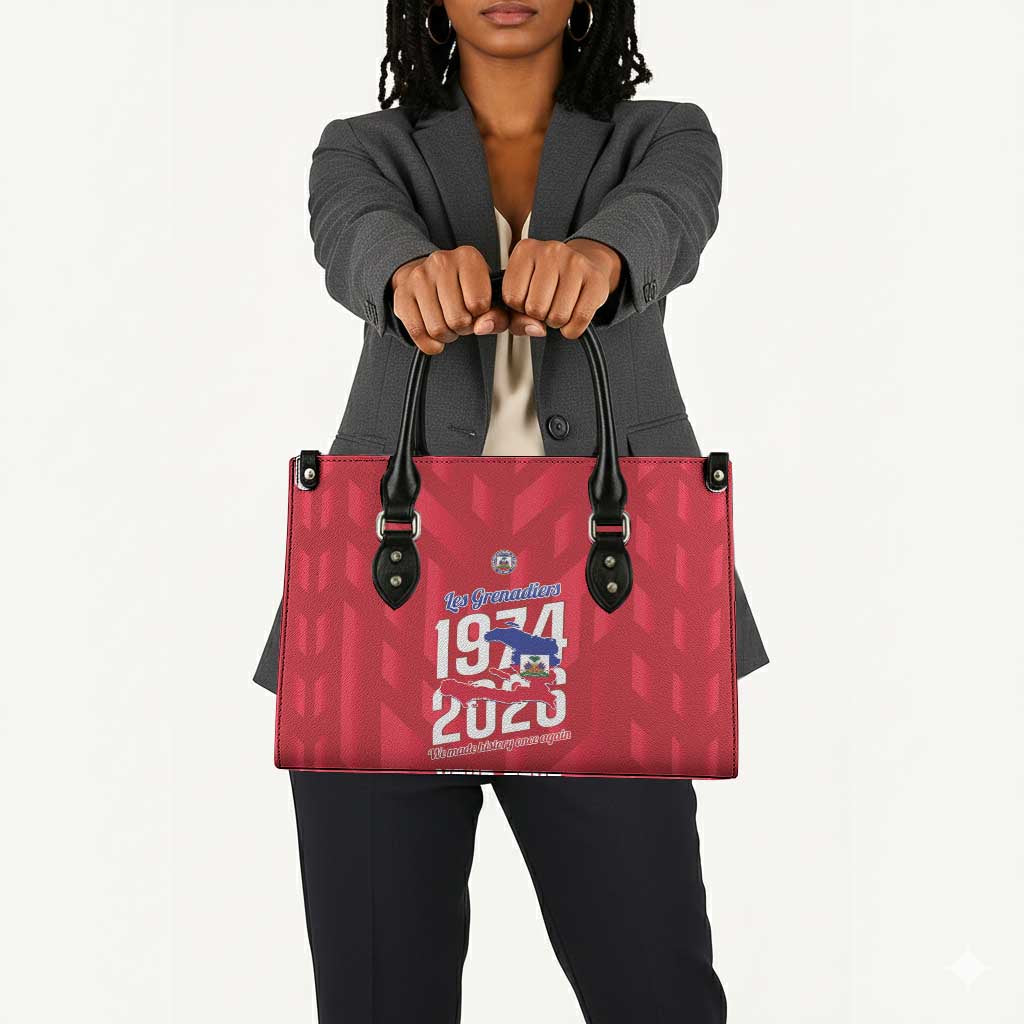 Personalized Haiti Football Leather Bag Les Grenadiers Made History Once Again Red Color