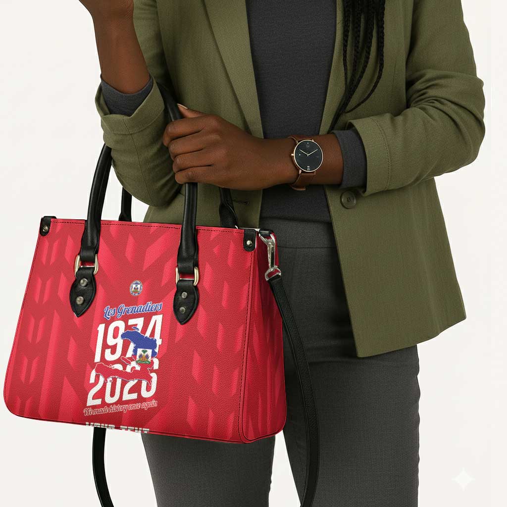 Personalized Haiti Football Leather Bag Les Grenadiers Made History Once Again Red Color