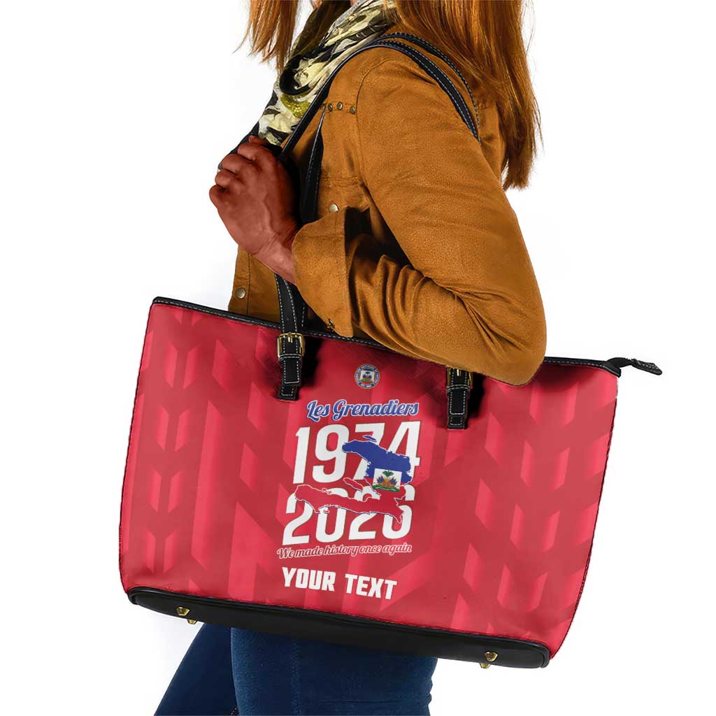 Personalized Afro Haiti Football Leather Tote Bag Les Grenadiers Made History Once Again Red Color - African Pride