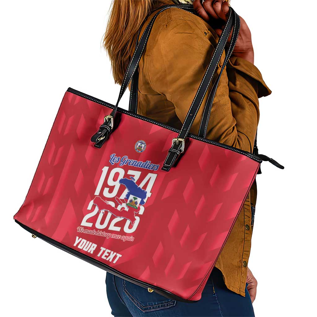 Personalized Afro Haiti Football Leather Tote Bag Les Grenadiers Made History Once Again Red Color - African Pride