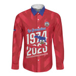Personalized Afro Haiti Football Long Sleeve Button Shirt Les Grenadiers Made History Once Again Red Color - African Pride