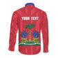 Personalized Afro Haiti Football Long Sleeve Button Shirt Les Grenadiers Made History Once Again Red Color - African Pride