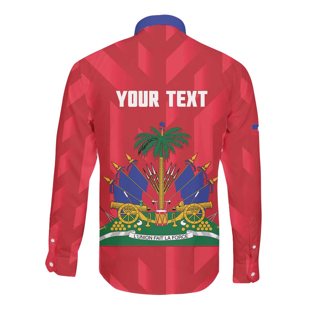 Personalized Afro Haiti Football Long Sleeve Button Shirt Les Grenadiers Made History Once Again Red Color - African Pride