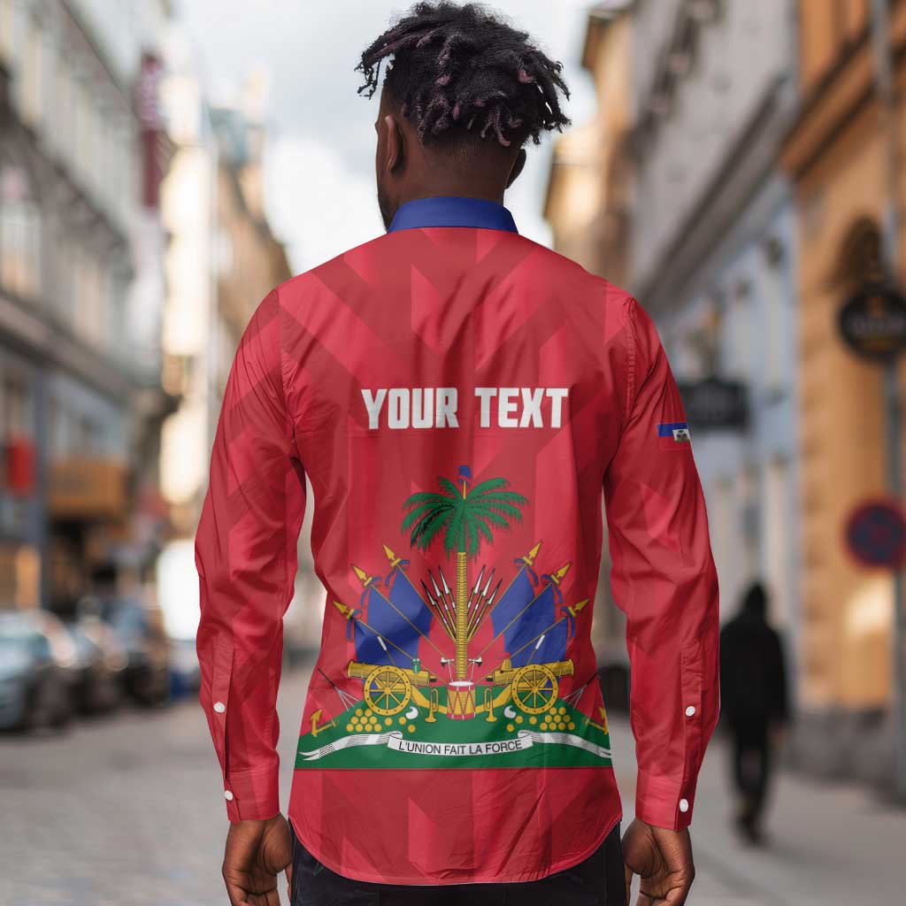 Personalized Afro Haiti Football Long Sleeve Button Shirt Les Grenadiers Made History Once Again Red Color - African Pride