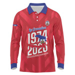 Personalized Afro Haiti Football Long Sleeve Polo Shirt Les Grenadiers Made History Once Again Red Color - African Pride