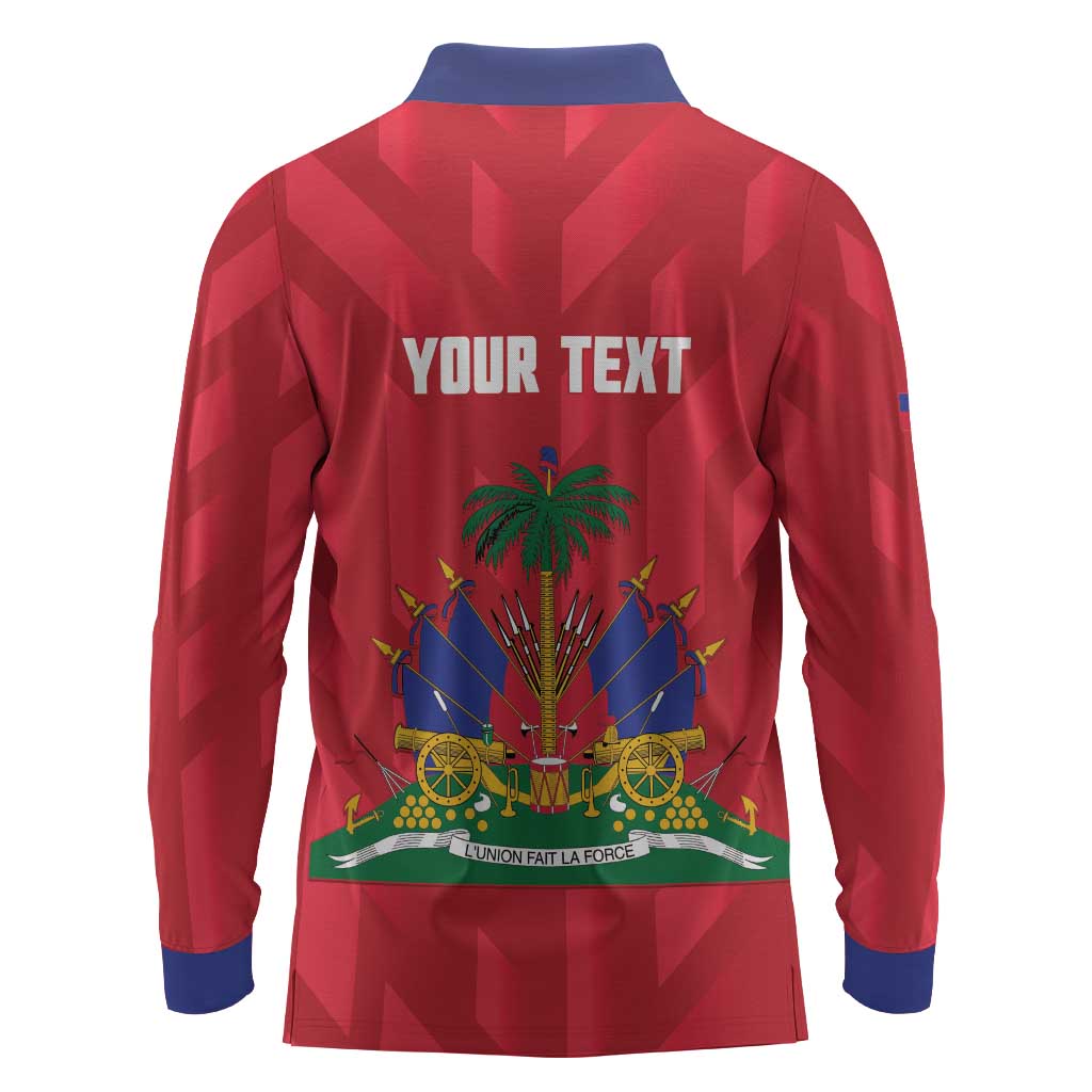 Personalized Afro Haiti Football Long Sleeve Polo Shirt Les Grenadiers Made History Once Again Red Color - African Pride