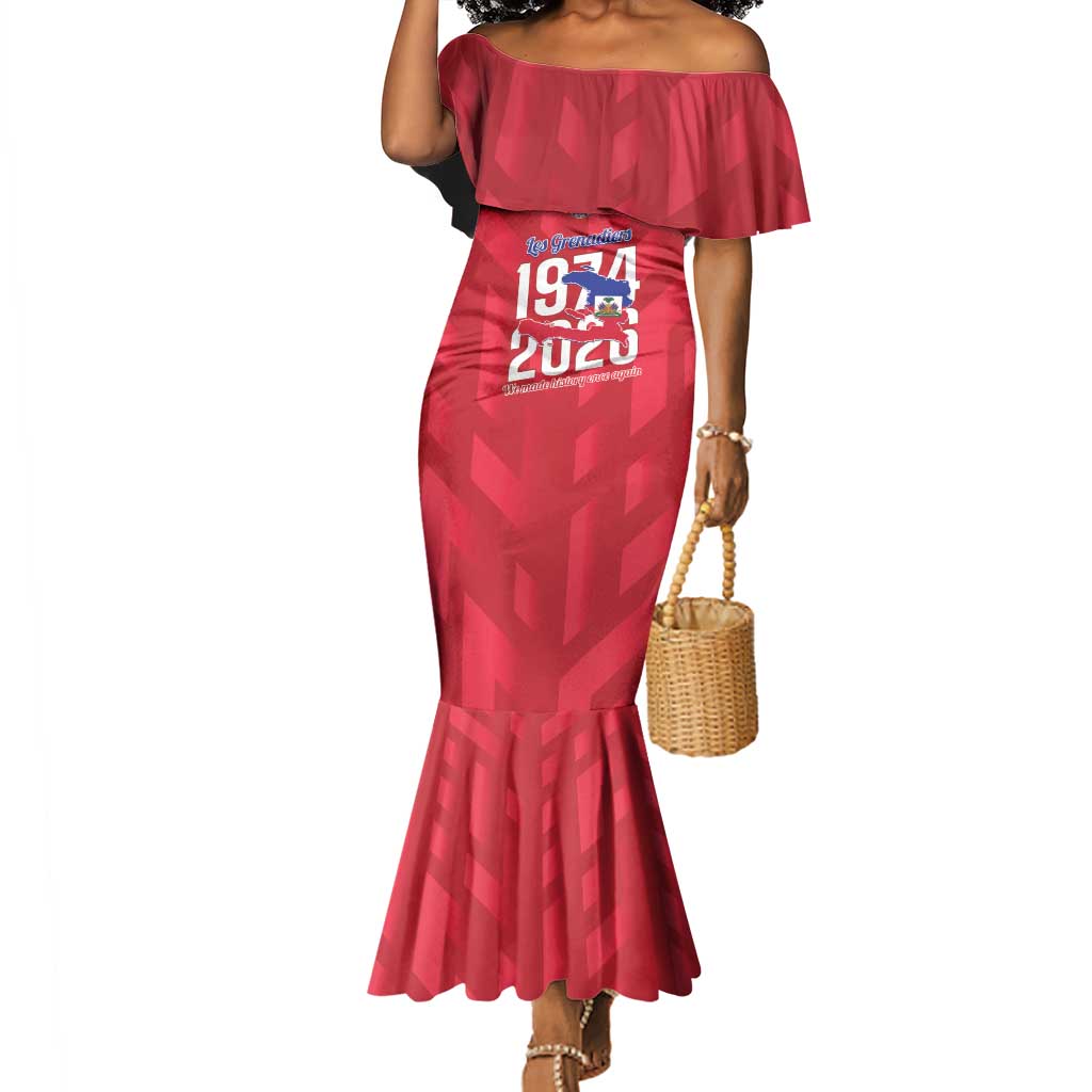Personalized Afro Haiti Football Mermaid Dress Les Grenadiers Made History Once Again Red Color - African Pride