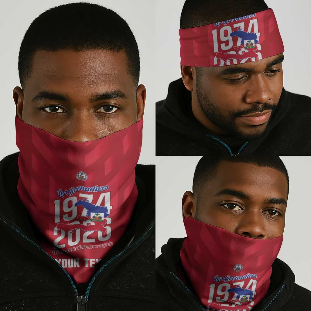 Personalized Afro Haiti Football Neck Gaiter Les Grenadiers Made History Once Again Red Color - African Pride