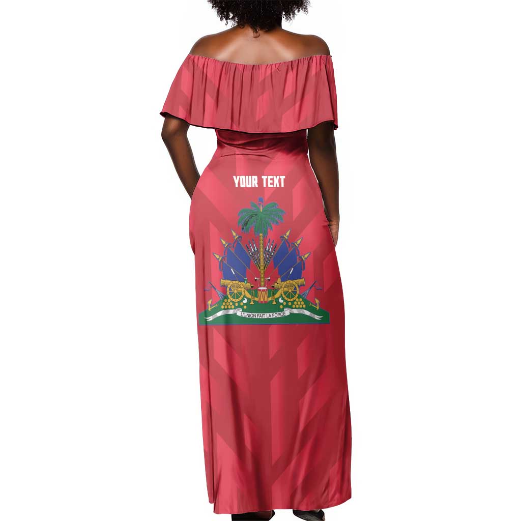 Personalized Afro Haiti Football Off Shoulder Maxi Dress Les Grenadiers Made History Once Again Red Color - African Pride