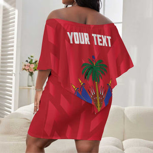 Personalized Afro Haiti Football Off Shoulder Short Dress Les Grenadiers Made History Once Again Red Color - African Pride