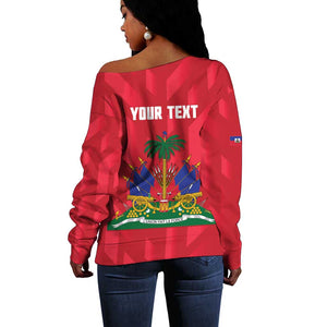Personalized Afro Haiti Football Off Shoulder Sweater Les Grenadiers Made History Once Again Red Color - African Pride