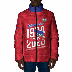 Personalized Haiti Football Padded Jacket Les Grenadiers Made History Once Again Red Color