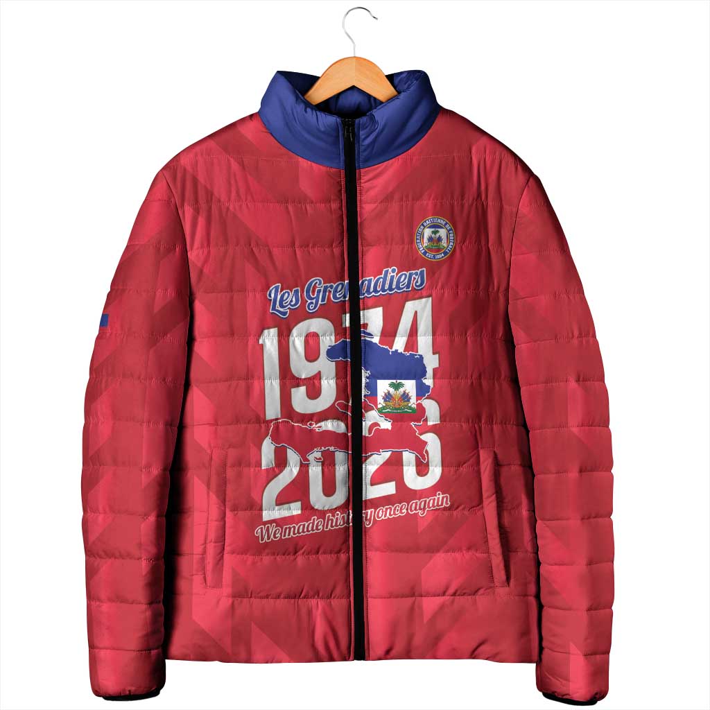 Personalized Haiti Football Padded Jacket Les Grenadiers Made History Once Again Red Color