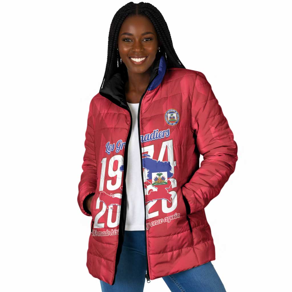Personalized Haiti Football Padded Jacket Les Grenadiers Made History Once Again Red Color
