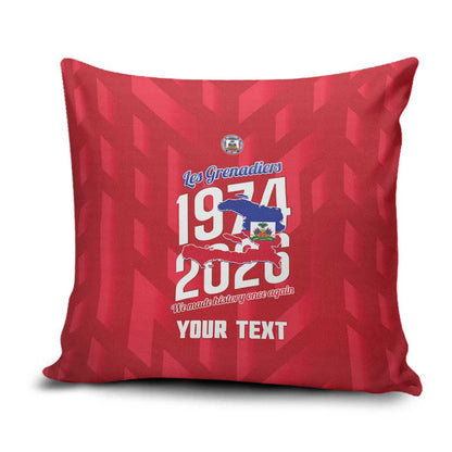 Personalized Haiti Football Pillow Cover Les Grenadiers Made History Once Again Red Color