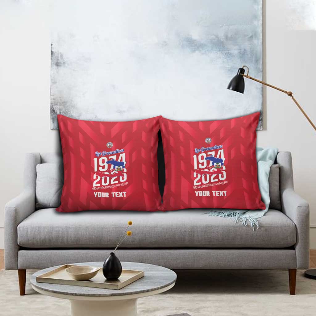 Personalized Haiti Football Pillow Cover Les Grenadiers Made History Once Again Red Color